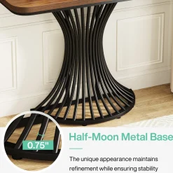 39-Inch Console Table, Accent Sofa Table with Geometric Metal Base