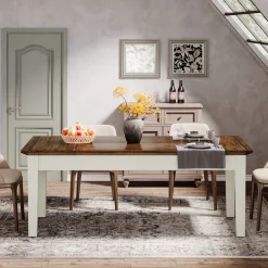62-Inch Dining Table, Farmhouse Rectangular Kitchen Table for 4-6
