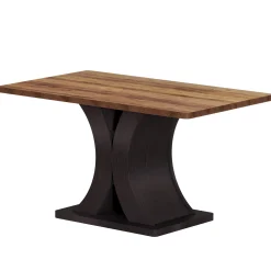 55-Inch Dining Table for 4-6, Farmhouse Wooden Table with Pedestal Base for Kitchen Dining Room