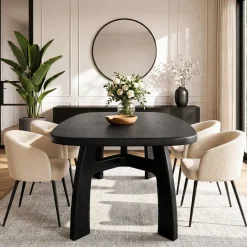 63-Inch Dining Table for 6-8, Solid Wood Kitchen Table with H-Frame for Dining Room