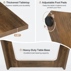 70.8-Inch Dining Table, Wood Farmhouse Kitchen Table for 4-6