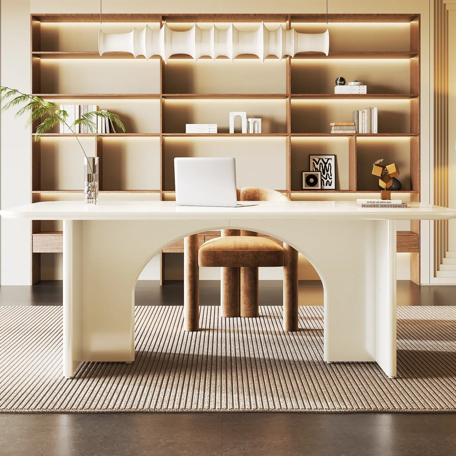 63-Inch Executive Desk, Modern Computer Desk with Arch Design Legs