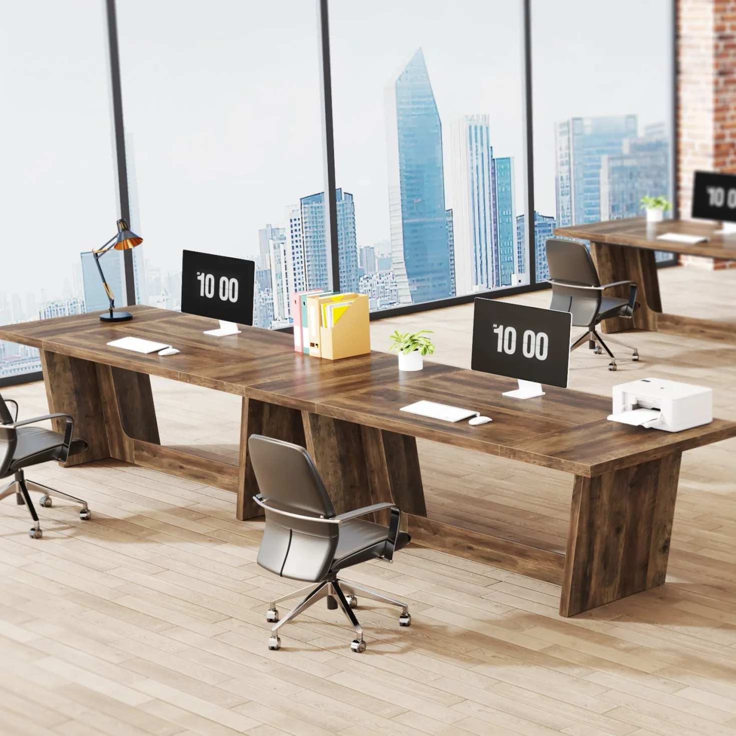 70.8-Inch Executive Desk, Wood Study Computer Desk Writing Table