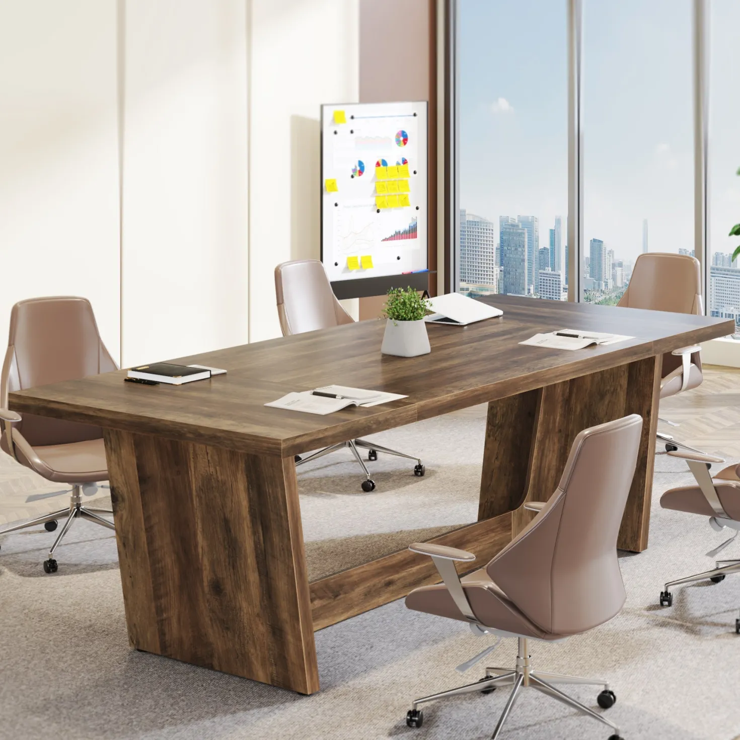 70.8-Inch Executive Desk, Wood Study Computer Desk Writing Table