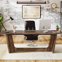 70.8-Inch Executive Desk, Wood Study Computer Desk Writing Table