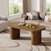 47-Inch Farmhouse Coffee Table, Rectangular Center Table with Rounded Corners and Sturdy Base
