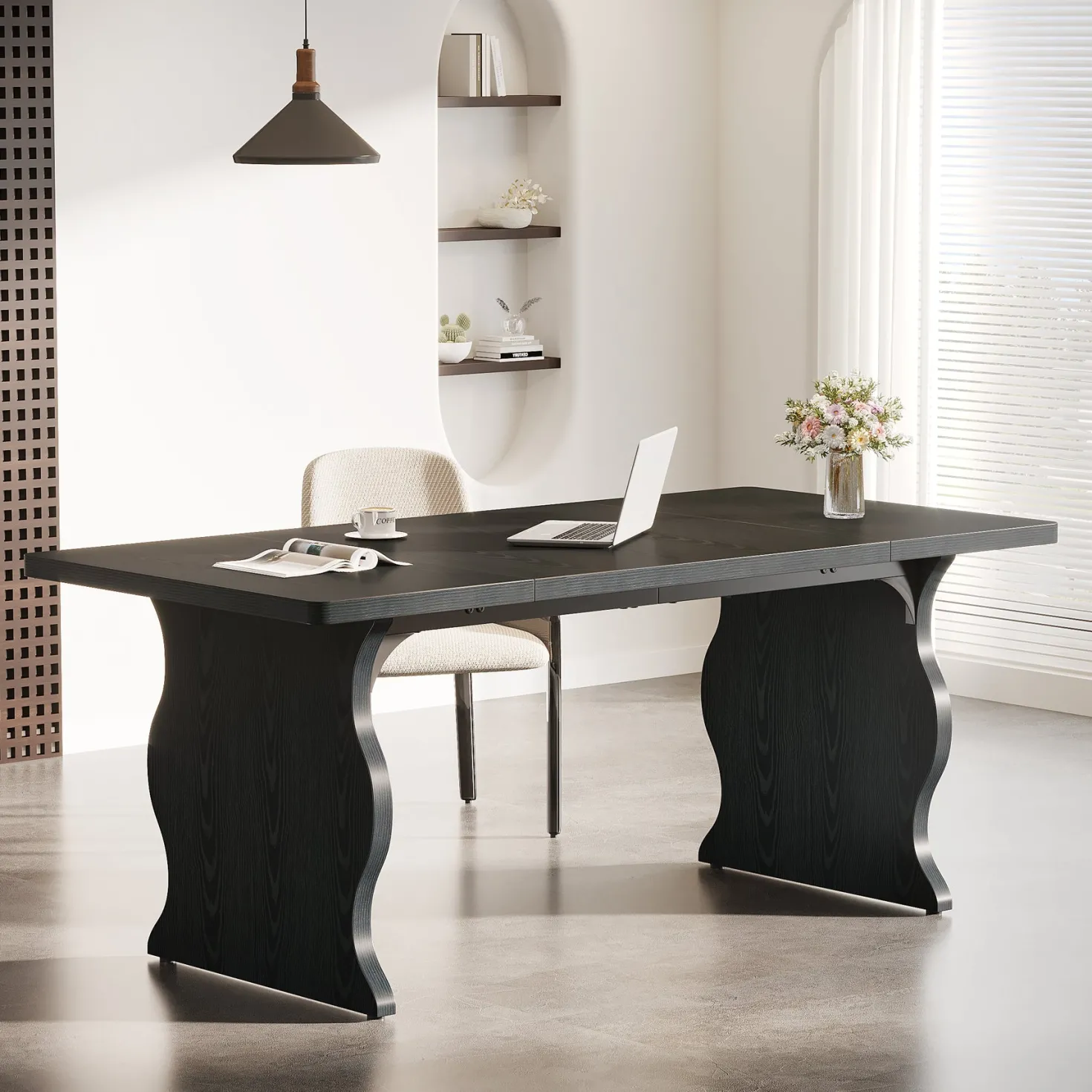 63-Inch Large Executive Desk, Sturdy Computer Desk Conference Table