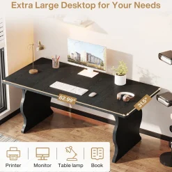 63-Inch Large Executive Desk, Sturdy Computer Desk Conference Table