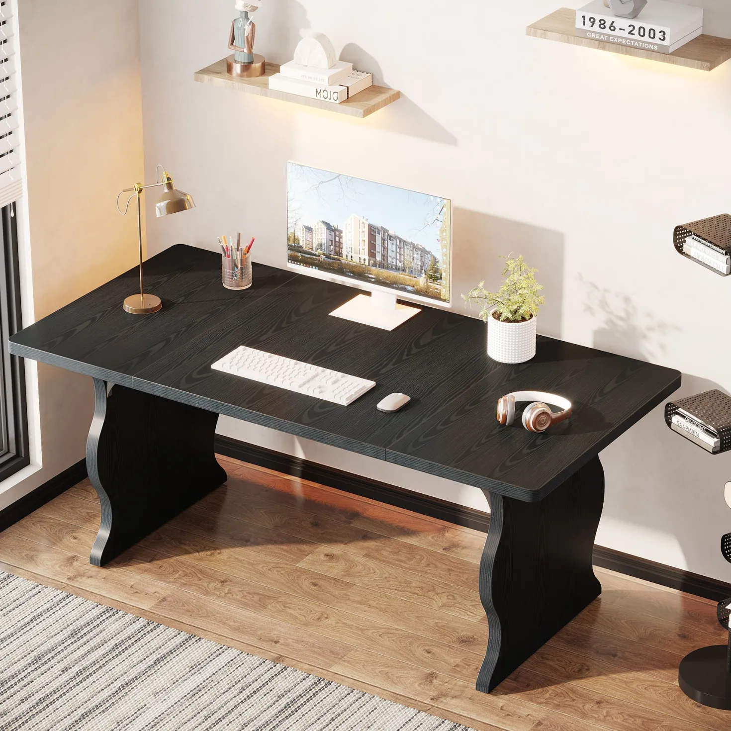 63-Inch Large Executive Desk, Sturdy Computer Desk Conference Table
