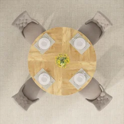 47-Inch Round Farmhouse Dining Table for 4–6 with Cross-Style Pedestal Base