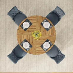 47-Inch Round Farmhouse Dining Table for 4–6 with Cross-Style Pedestal Base