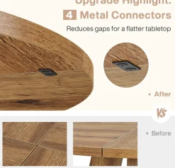 47-Inch Round Farmhouse Dining Table for 4–6 with Cross-Style Pedestal Base