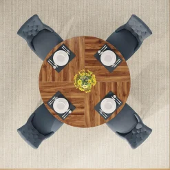 47-Inch Round Farmhouse Dining Table for 4–6 with Cross-Style Pedestal Base