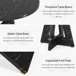 47-Inch Round Farmhouse Dining Table for 4–6 with Cross-Style Pedestal Base