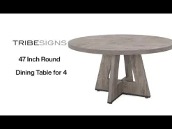 47-Inch Round Farmhouse Dining Table for 4–6 with Cross-Style Pedestal Base