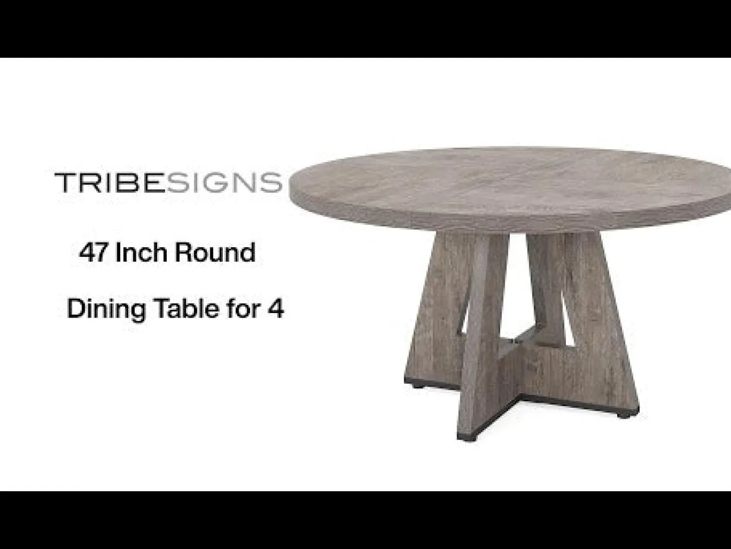 47-Inch Round Farmhouse Dining Table for 4–6 with Cross-Style Pedestal Base