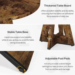 47-Inch Round Farmhouse Dining Table for 4–6 with Cross-Style Pedestal Base