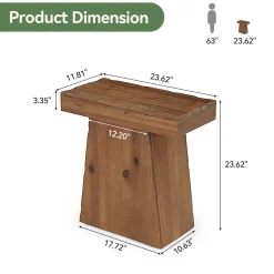 23.6-Inch Solid Wood End Table with Trapezoid Base, Small Walnut Side Taable for Living Room