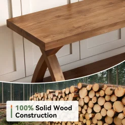 47.2-Inch Solid Wood Entryway Bench with Shoe Storage, 2-Tier Rustic Indoor End of Bed Bench
