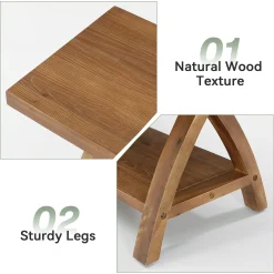 47.2-Inch Solid Wood Entryway Bench with Shoe Storage, 2-Tier Rustic Indoor End of Bed Bench