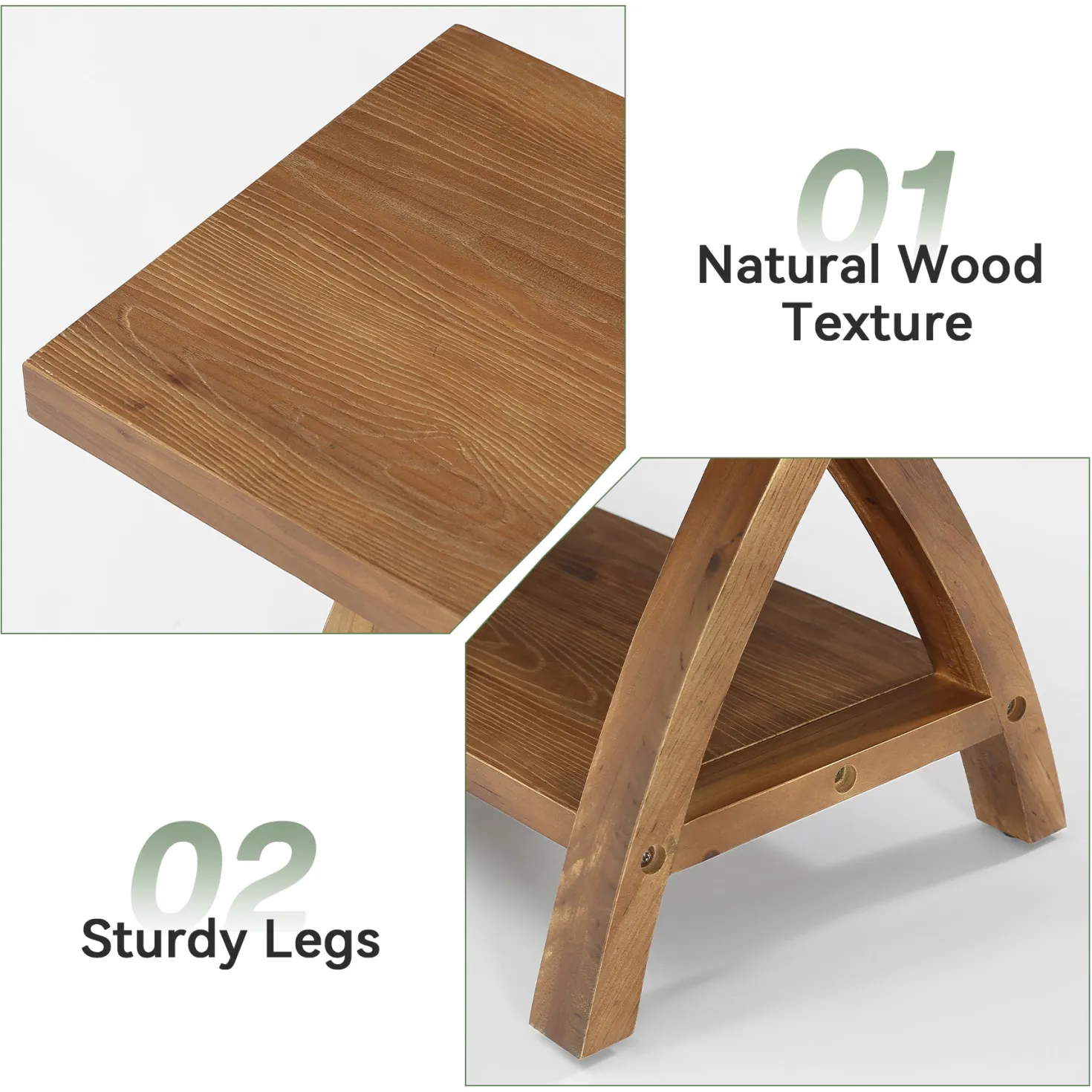 47.2-Inch Solid Wood Entryway Bench with Shoe Storage, 2-Tier Rustic Indoor End of Bed Bench