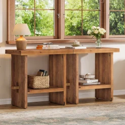 23.62-Inch Solid Wood Nightstand with Storage, Farmhouse Bedside Table with Wooden Base for Bedroom
