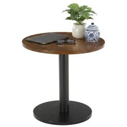 31.5-Inch Solid Wood Round Dining Table with Metal Pedestal Base, Small Kitchen Table for 2-4 People (Only Table)