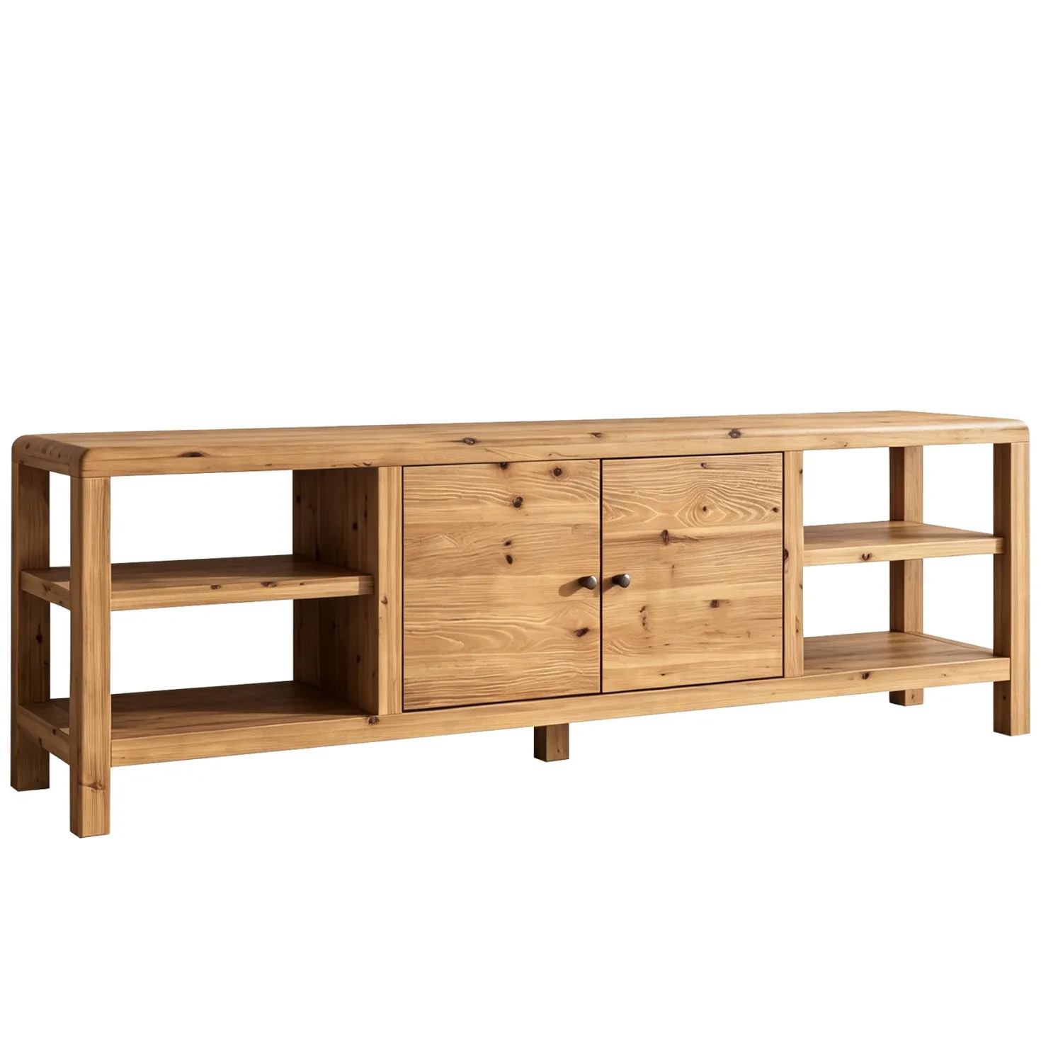 70.9-Inch Solid Wood TV Stand with Door and Storage Shelves, Farmhouse Entertainment Center for TVs up to 80 Inches