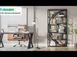 Industrial Bookshelf Bookcase with 8 Open Storage Shelf