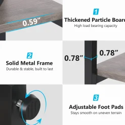 Industrial Bookshelf Bookcase with 8 Open Storage Shelf
