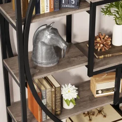 Industrial Bookshelf Bookcase with 8 Open Storage Shelf