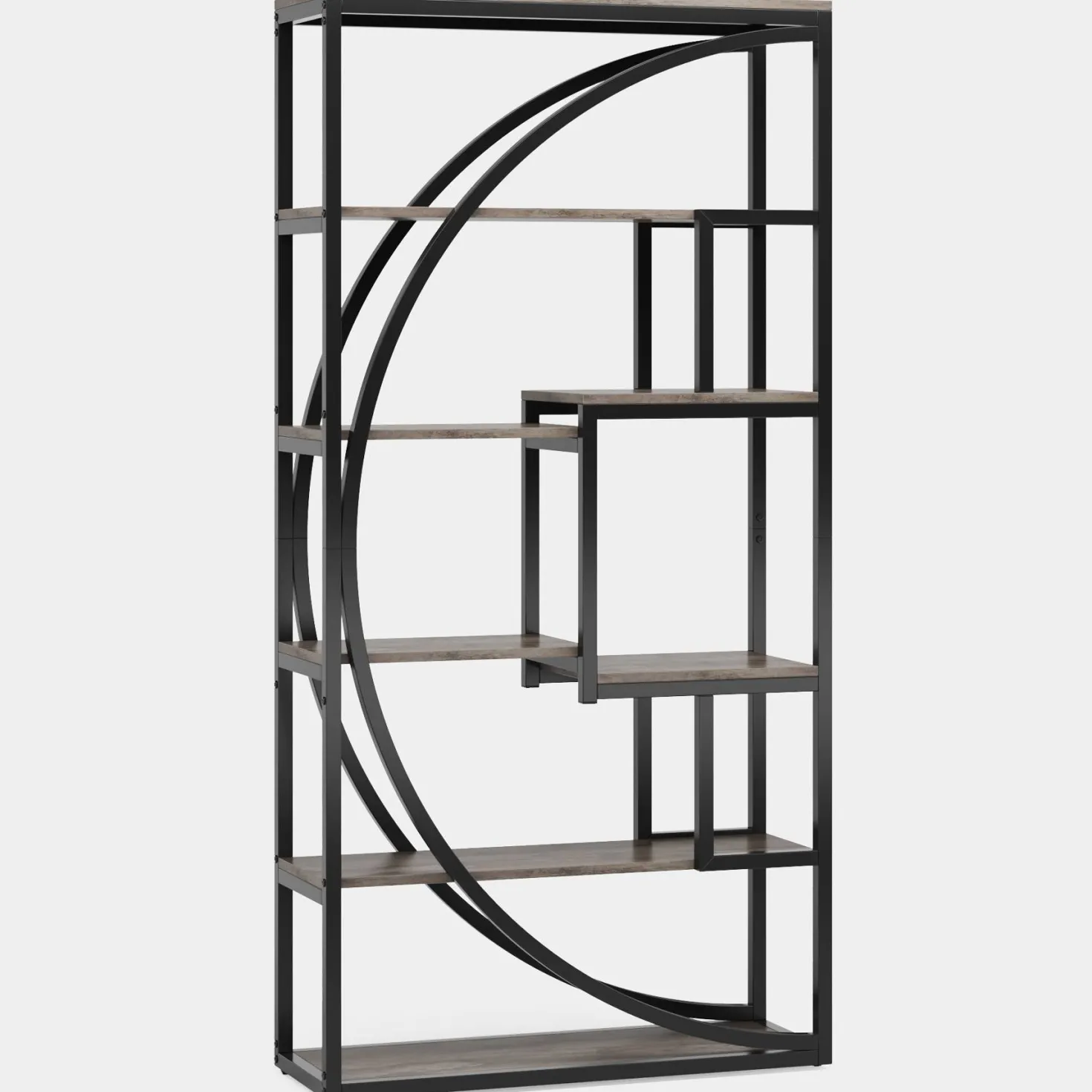 Industrial Bookshelf Bookcase with 8 Open Storage Shelf