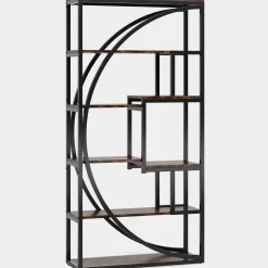 Industrial Bookshelf Bookcase with 8 Open Storage Shelf
