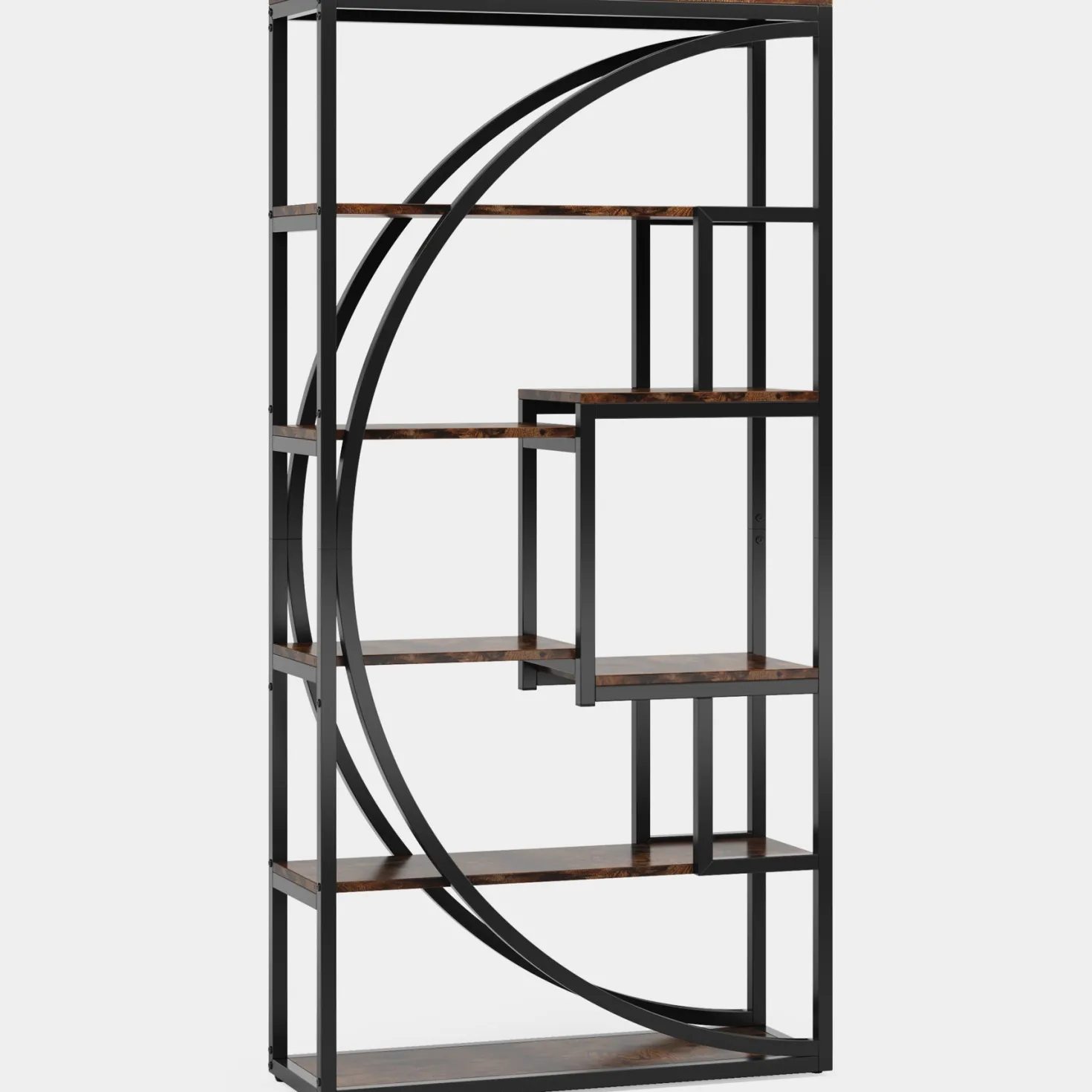 Industrial Bookshelf Bookcase with 8 Open Storage Shelf