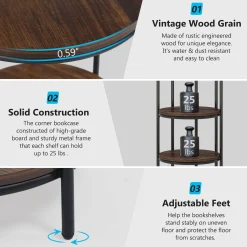 Industrial Bookshelf, 4-Tier Etagere Bookcase with Bird Cage Design