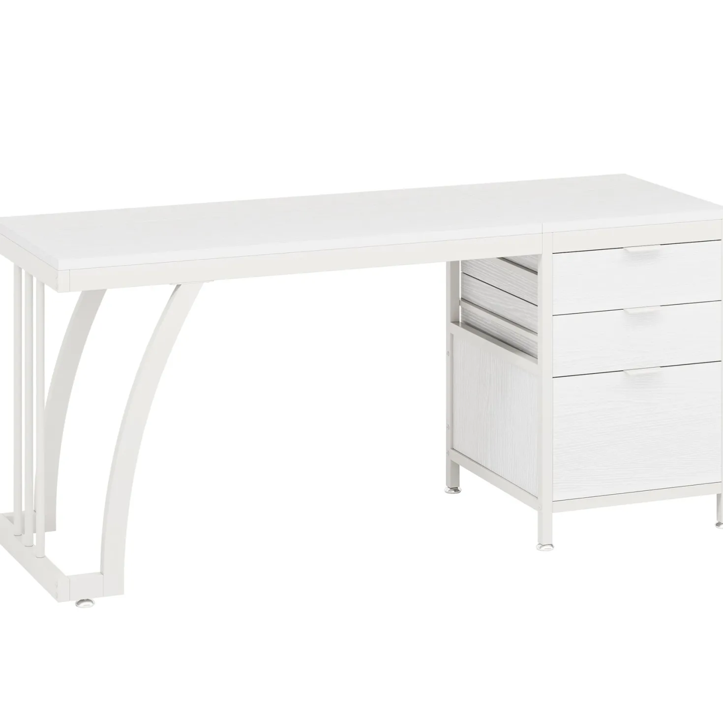 Industrial Computer Desk, 59" Study Desk with Reversible Drawer Cabinet