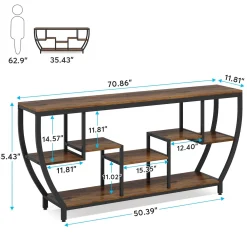 Industrial Console Table, 70.9" Entryway Sofa Table with Shelves