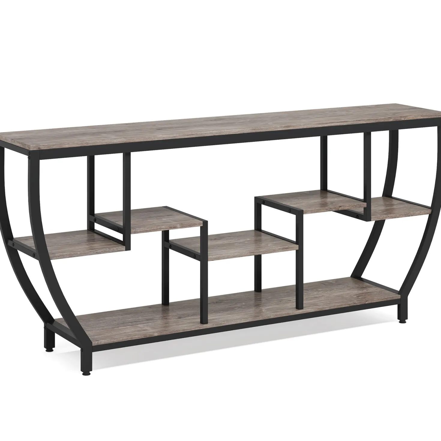 Industrial Console Table, 70.9" Entryway Sofa Table with Shelves