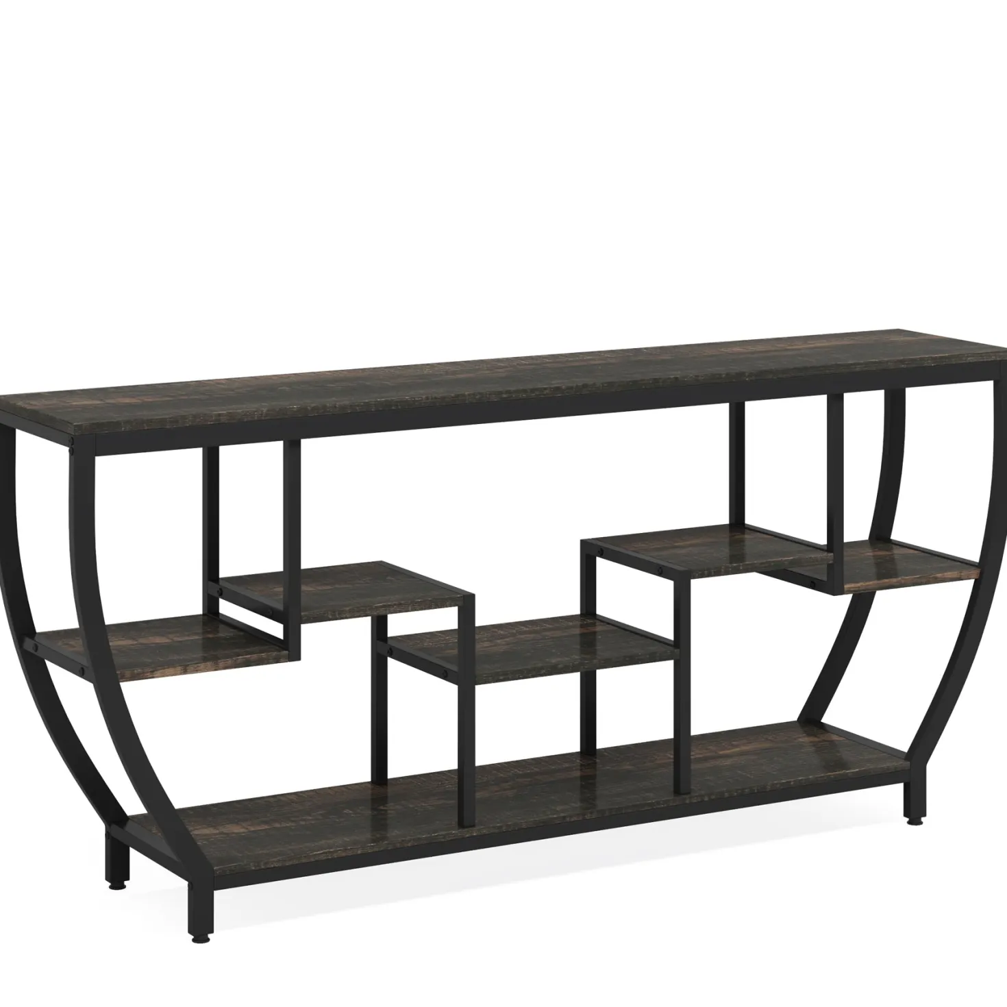 Industrial Console Table, 70.9" Entryway Sofa Table with Shelves