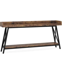 Industrial Console Table, 2-Tier Narrow Sofa Table Behind Couch