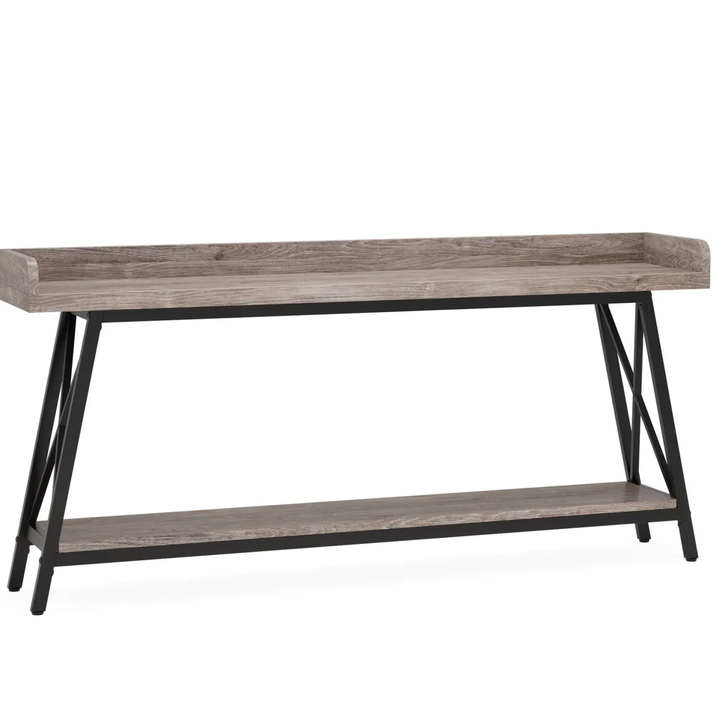 Industrial Console Table, 2-Tier Narrow Sofa Table Behind Couch