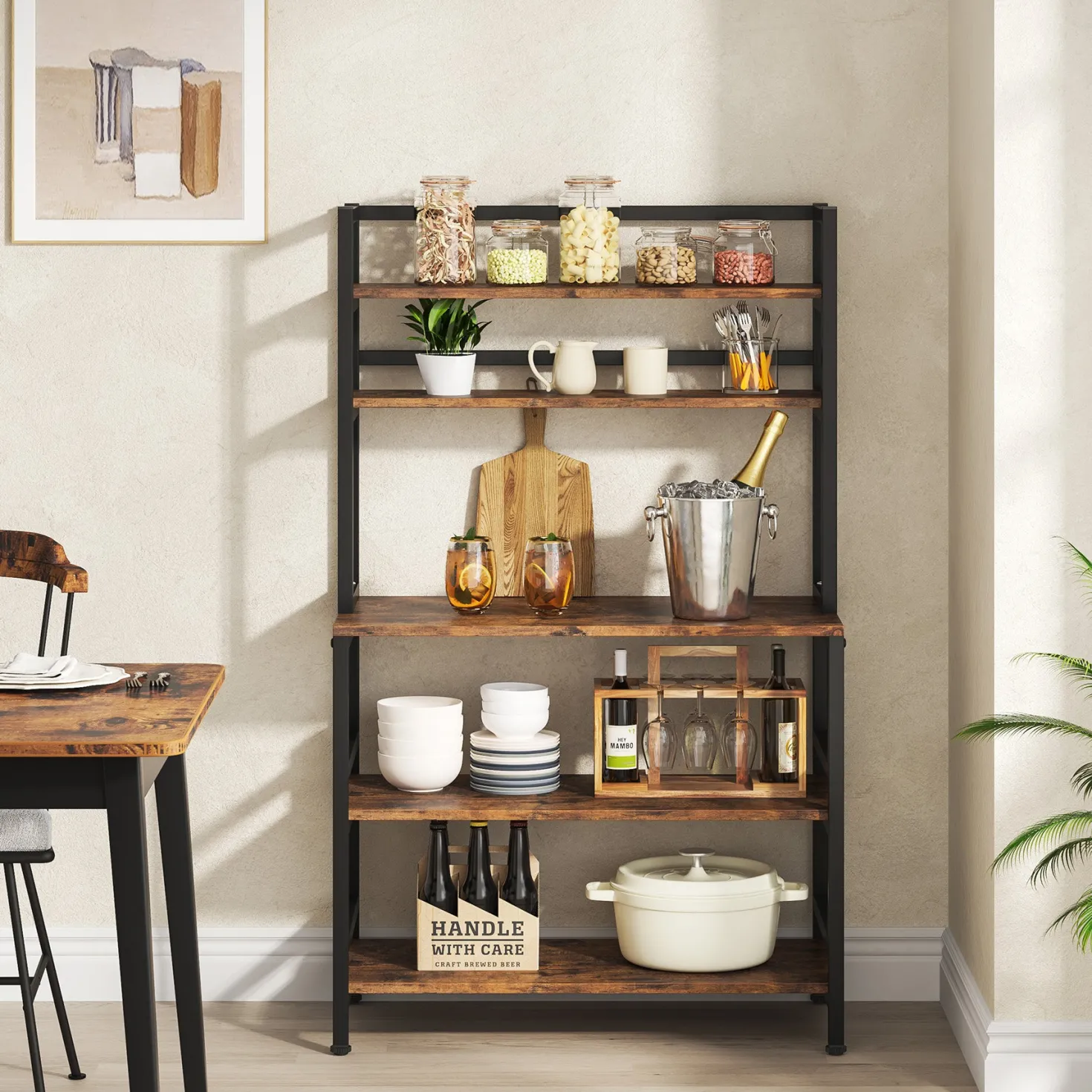 Industrial Kitchen Baker's Rack, 5-Tier Kitchen Utility Storage Shelf