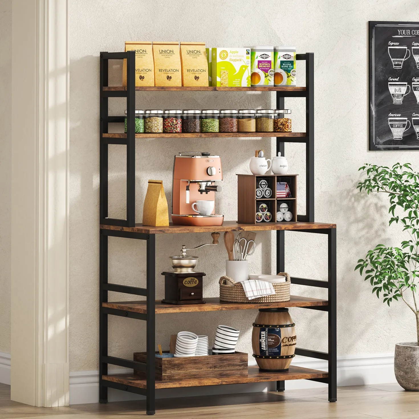 Industrial Kitchen Baker's Rack, 5-Tier Kitchen Utility Storage Shelf
