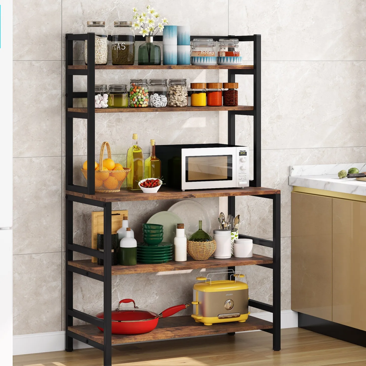 Industrial Kitchen Baker's Rack, 5-Tier Kitchen Utility Storage Shelf