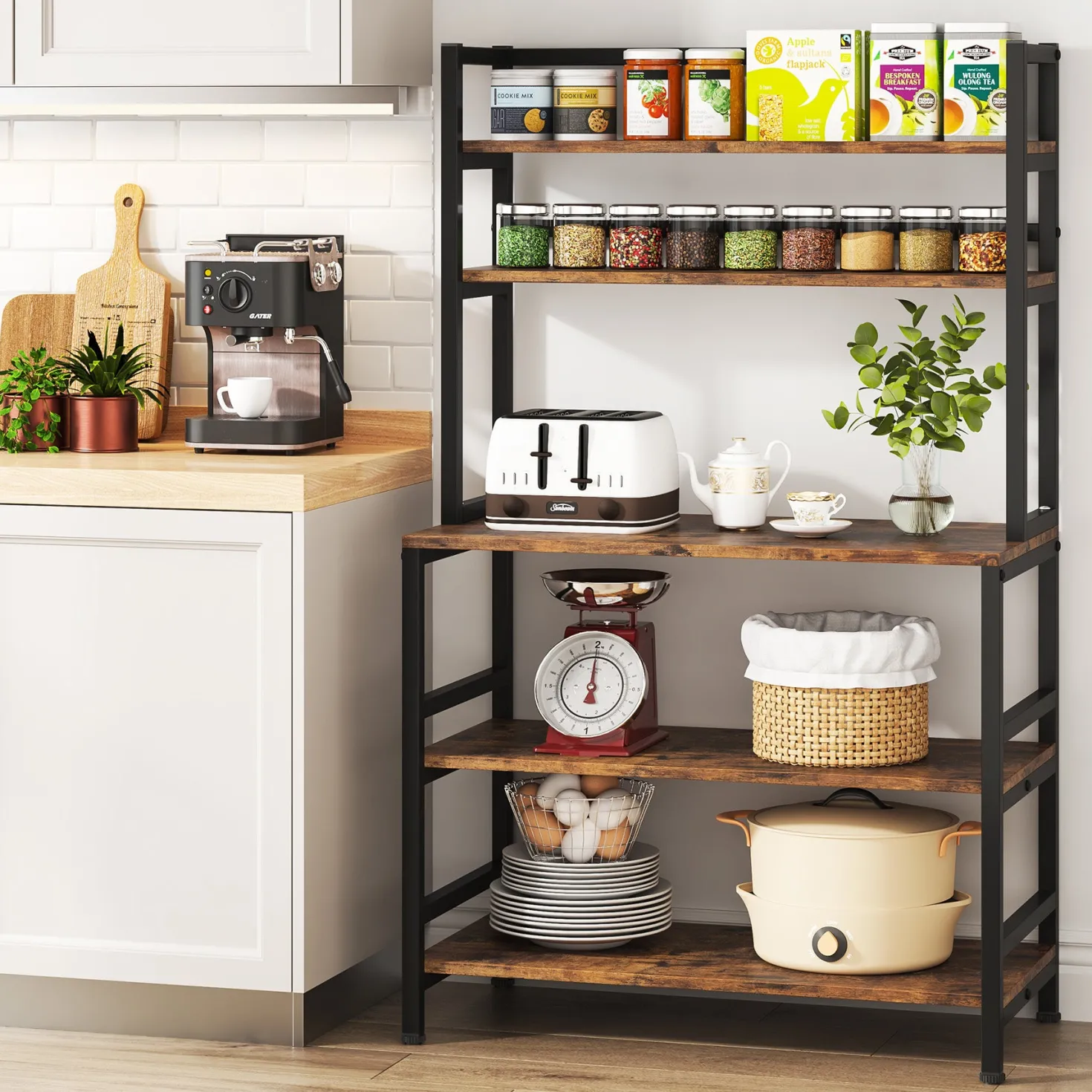 Industrial Kitchen Baker's Rack, 5-Tier Kitchen Utility Storage Shelf
