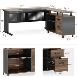 Industrial L-Shaped Desk, 63
