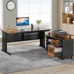 Industrial L-Shaped Desk, 63