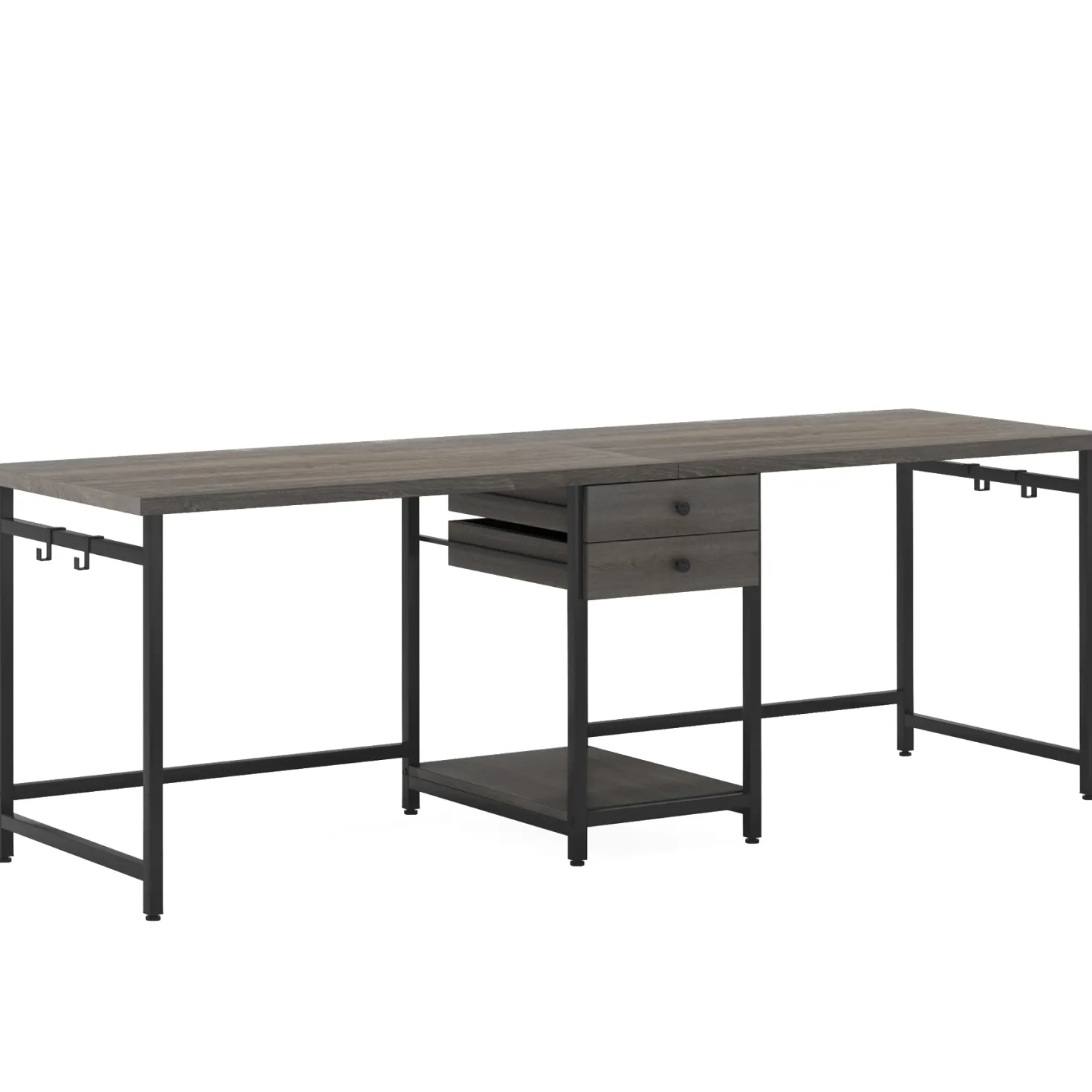 Industrial Two Person Desk, 78" Double Computer Desk with Drawers