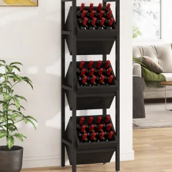 Industrial Wine Rack, 3 Tier Freestanding Wine Storage Stand