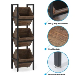 Industrial Wine Rack, 3 Tier Freestanding Wine Storage Stand